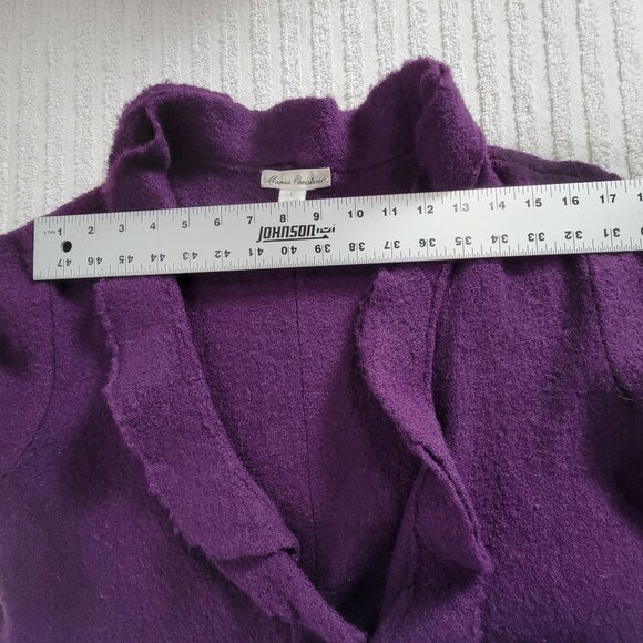 Marisa Christina Womens Purple Wool Ruffled Cardigan Sweater Large Tie-Front - Picture 5 of 7